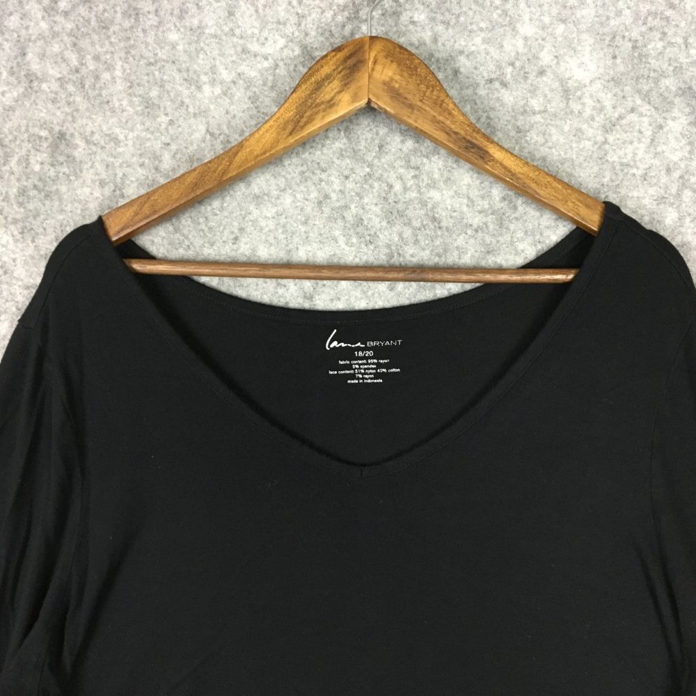 Lane Bryant Top 18 20 Long Sleeve Scoop Neck Lace Hem Asymmetric Career Casual - Picture 4 of 13